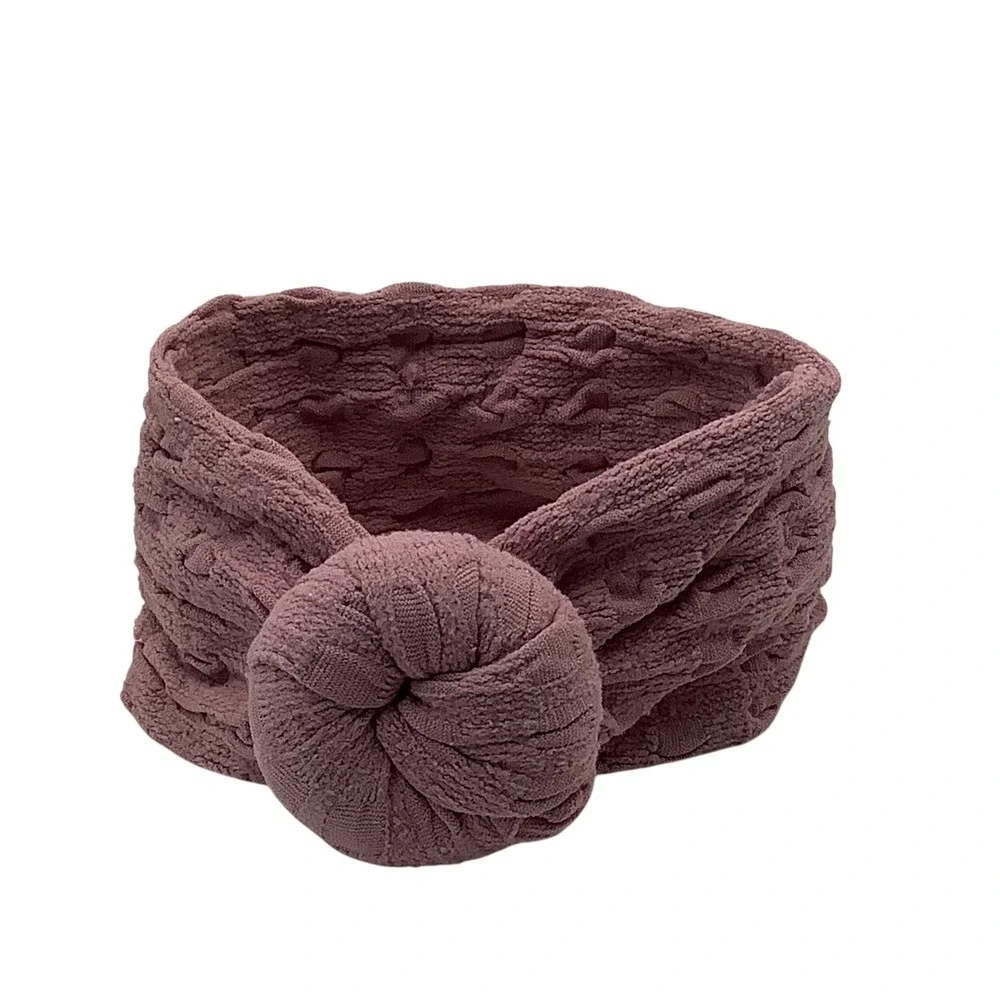 Cable Knit Donut Knot Headband Girls OS Mauve Boho Coquette